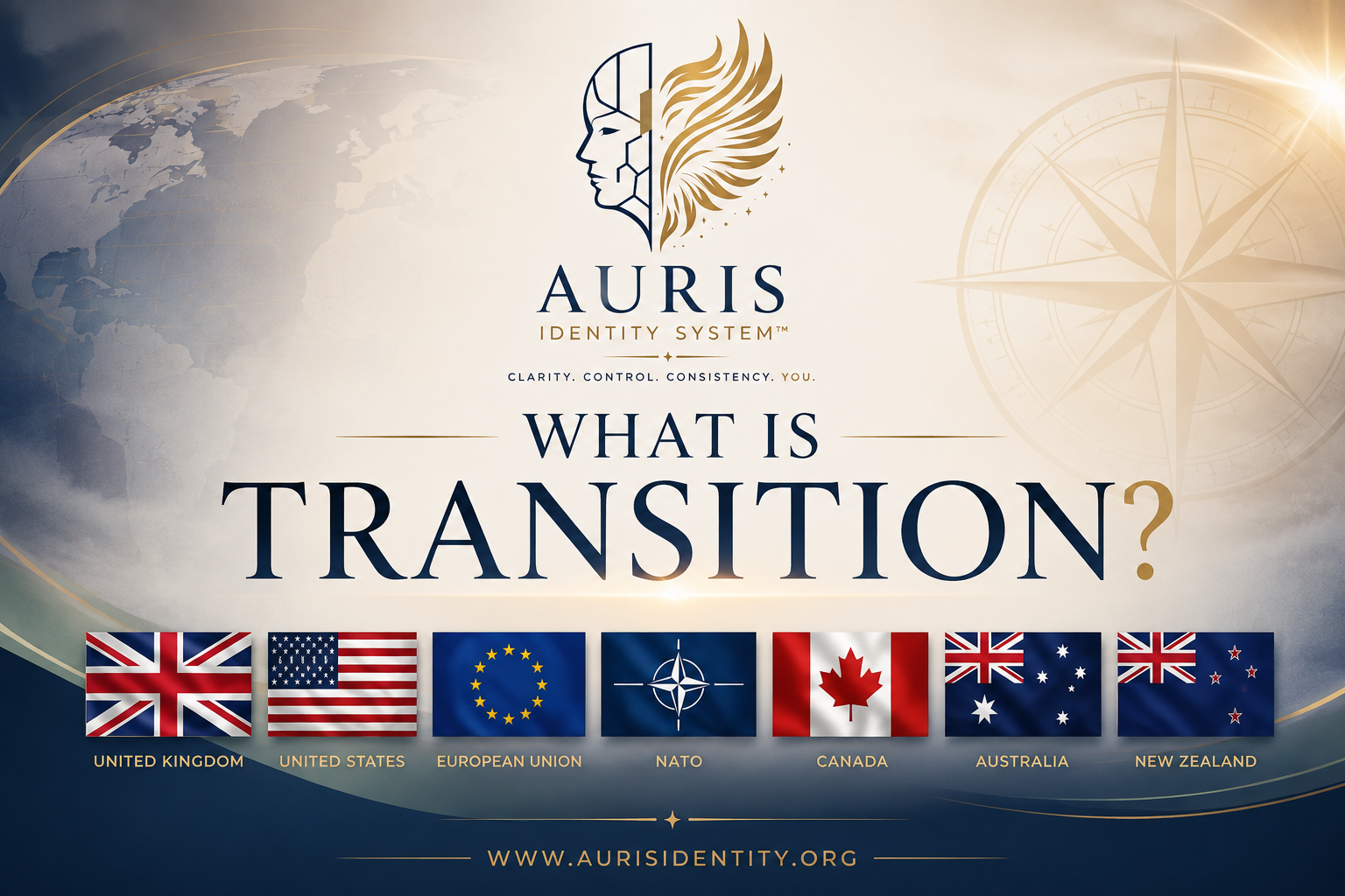 AURIS Institute graphic for Identity in Global Transition Policy, a six nation audit of transition and identity policy