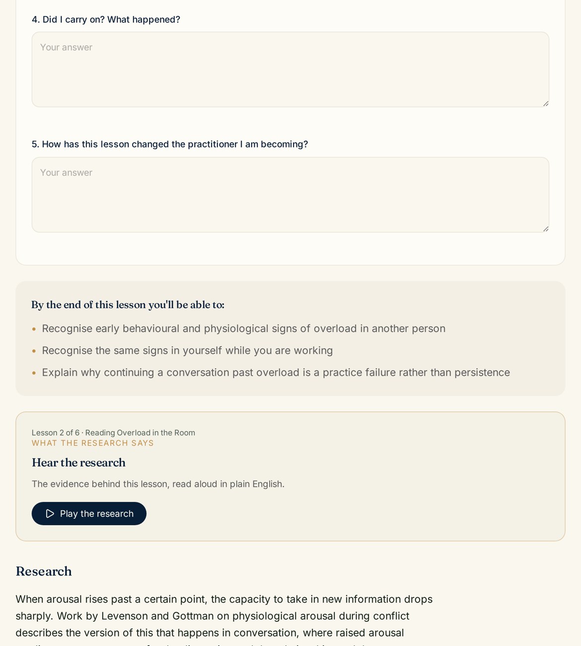 The written application part of an AURIS lesson, with numbered workbook questions and private answer boxes.